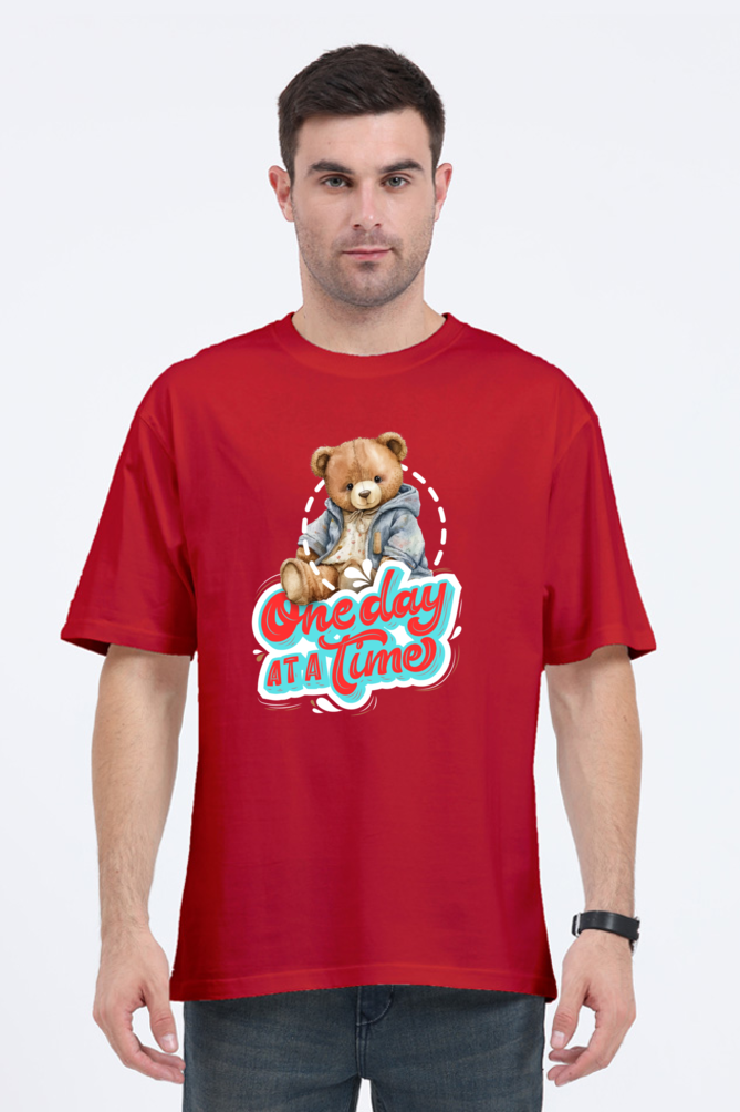 One Day at a Time Oversized T-Shirt  Red-XXL