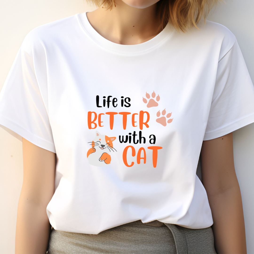 Life is Better with Cat T-Shirt - The Shophaul Designs