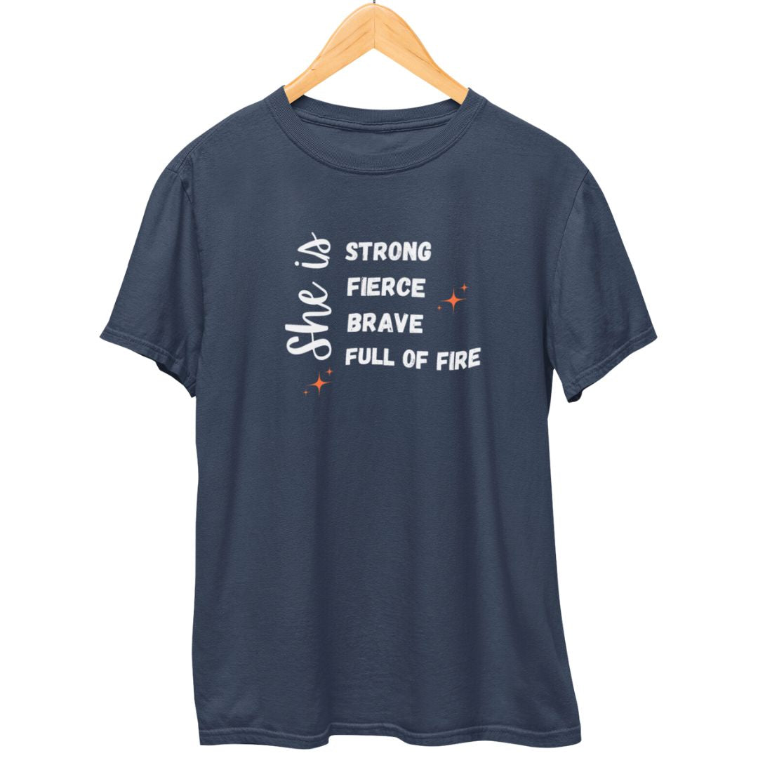 She is Strong Brave T-Shirt  Navy-Blue-XXL