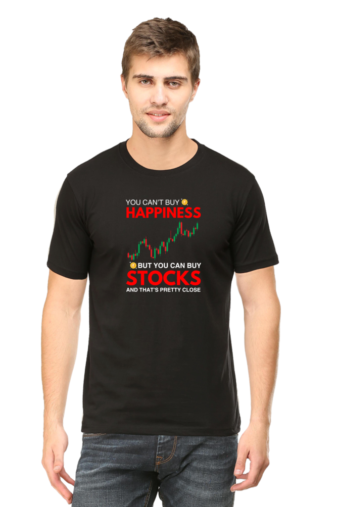 You Can't Buy Happiness Stock Market T-Shirt  Black-XXL