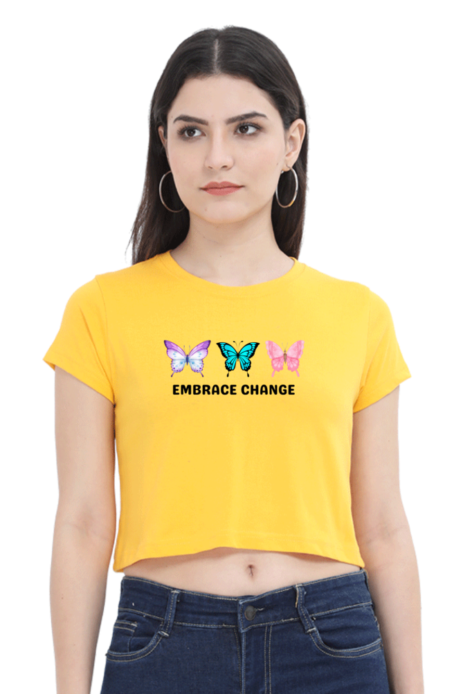 Embrace Change Butterfly Crop Top  Golden-Yellow-XXL