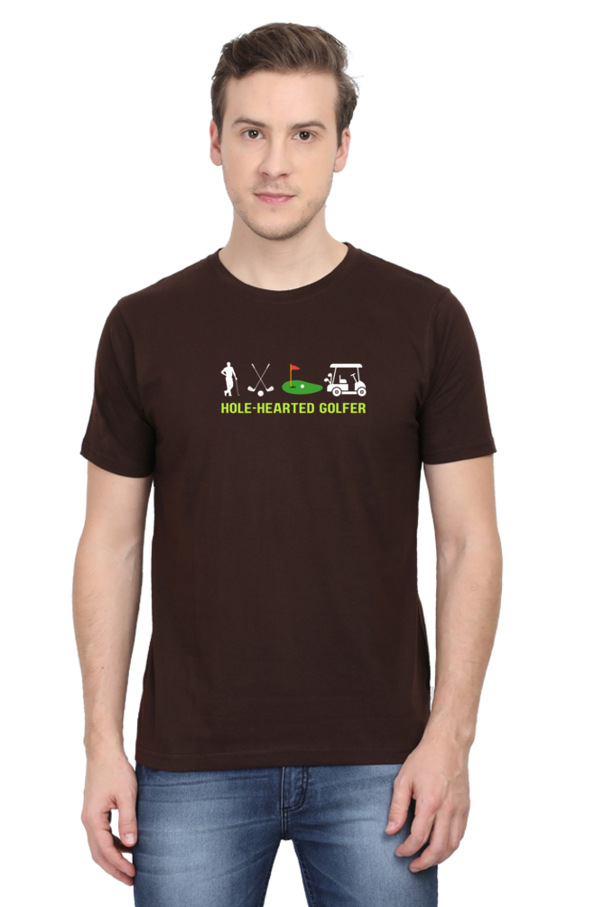 Hole Hearted Golfer T-Shirt  Coffee-Brown-XXL