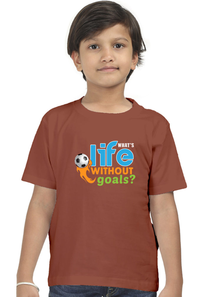 Kids What's Life without Goal T-Shirt  Brick-Red-13Yrs