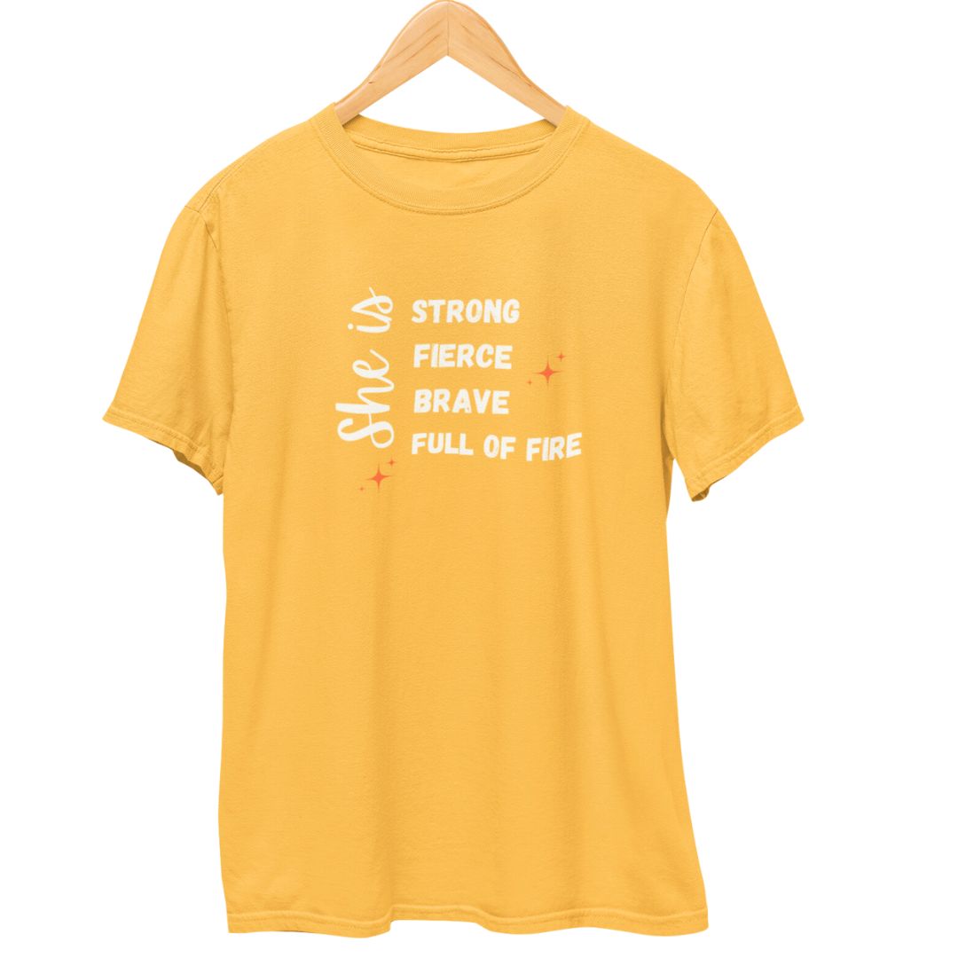 She is Strong Brave T-Shirt  Mustard-Yellow-XXL