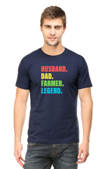 Husband Dad Farmer T-Shirt  Navy-Blue-XXL