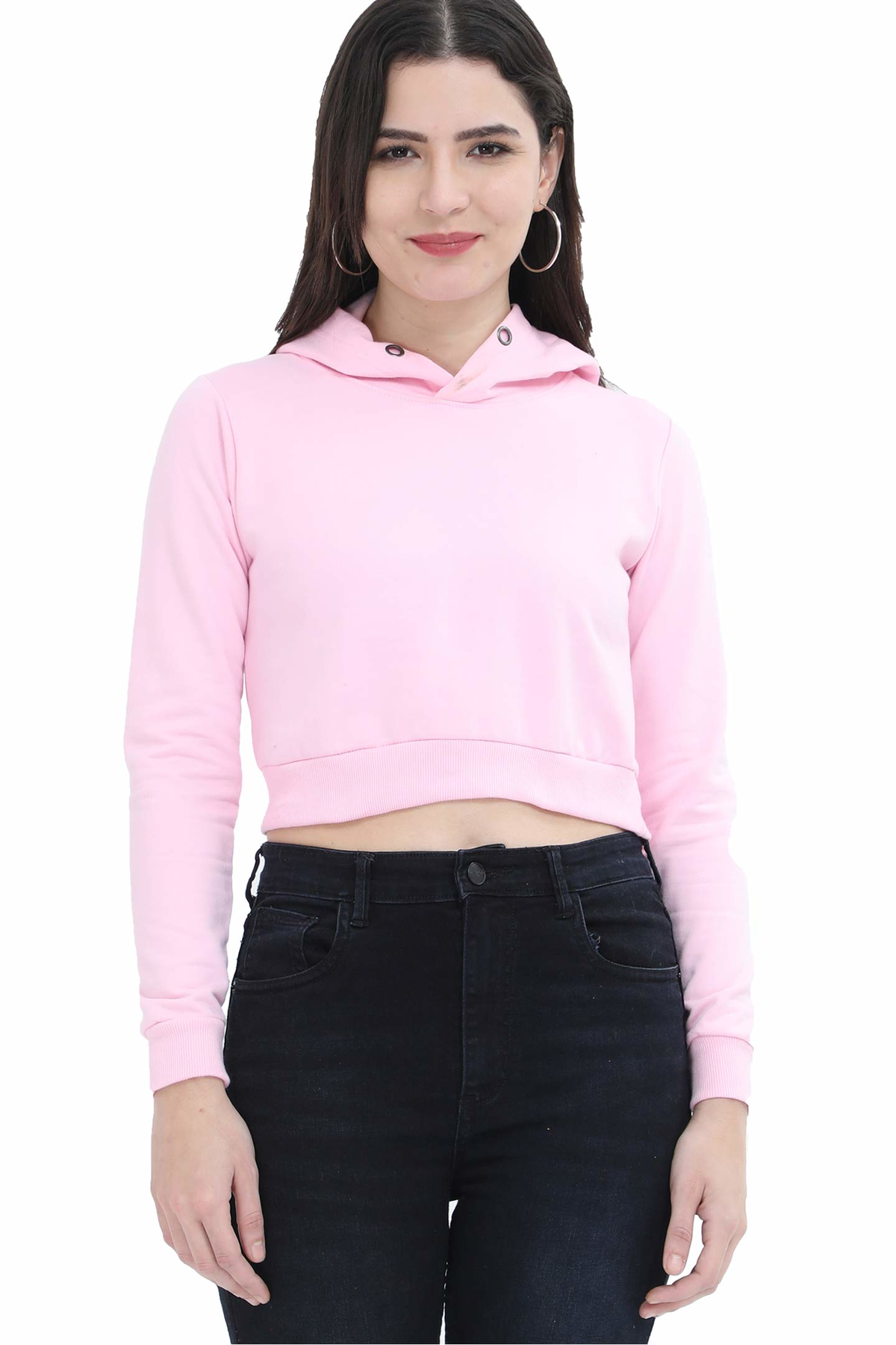 Female Crop Hoodies - Plain  Light-Baby-Pink-XXL