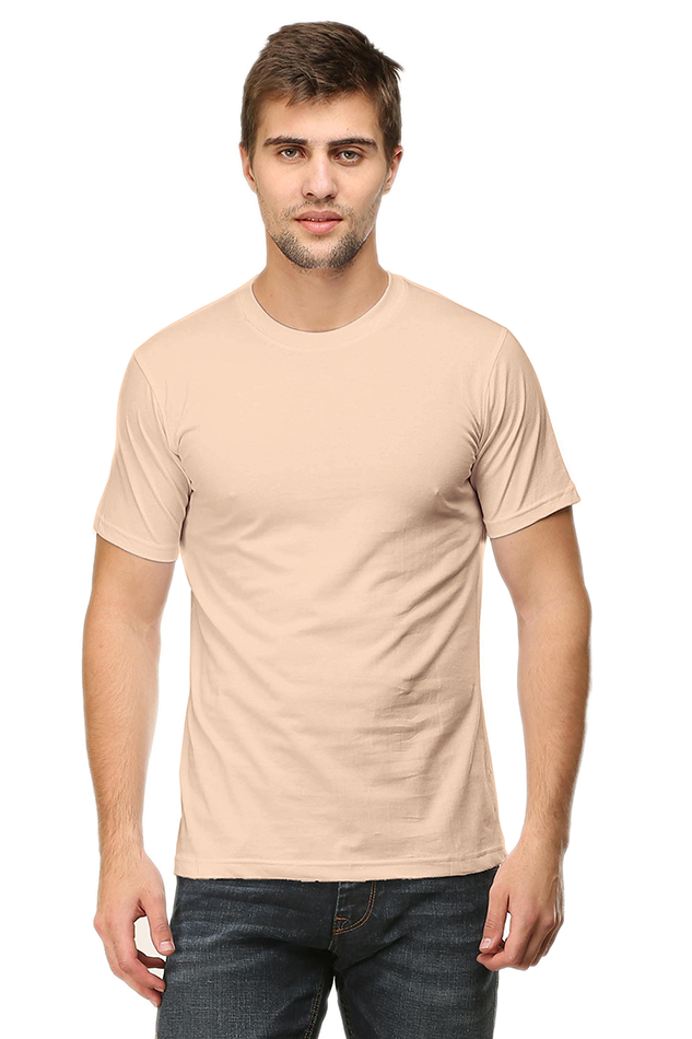 Peach Round Neck Plain T-Shirt The Shophaul