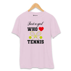 Just a Girl Who loves Tennis T-Shirt  Light-Baby-Pink-XXL