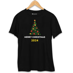 Merry Christmas Tree T-Shirt  Black-XXL