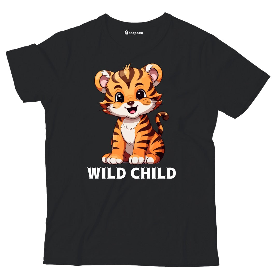 Kids Wild Child Tiger T-Shirt  Black-13Yrs