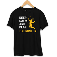 Keep Calm and Play Badminton T-Shirt  Black-XXL