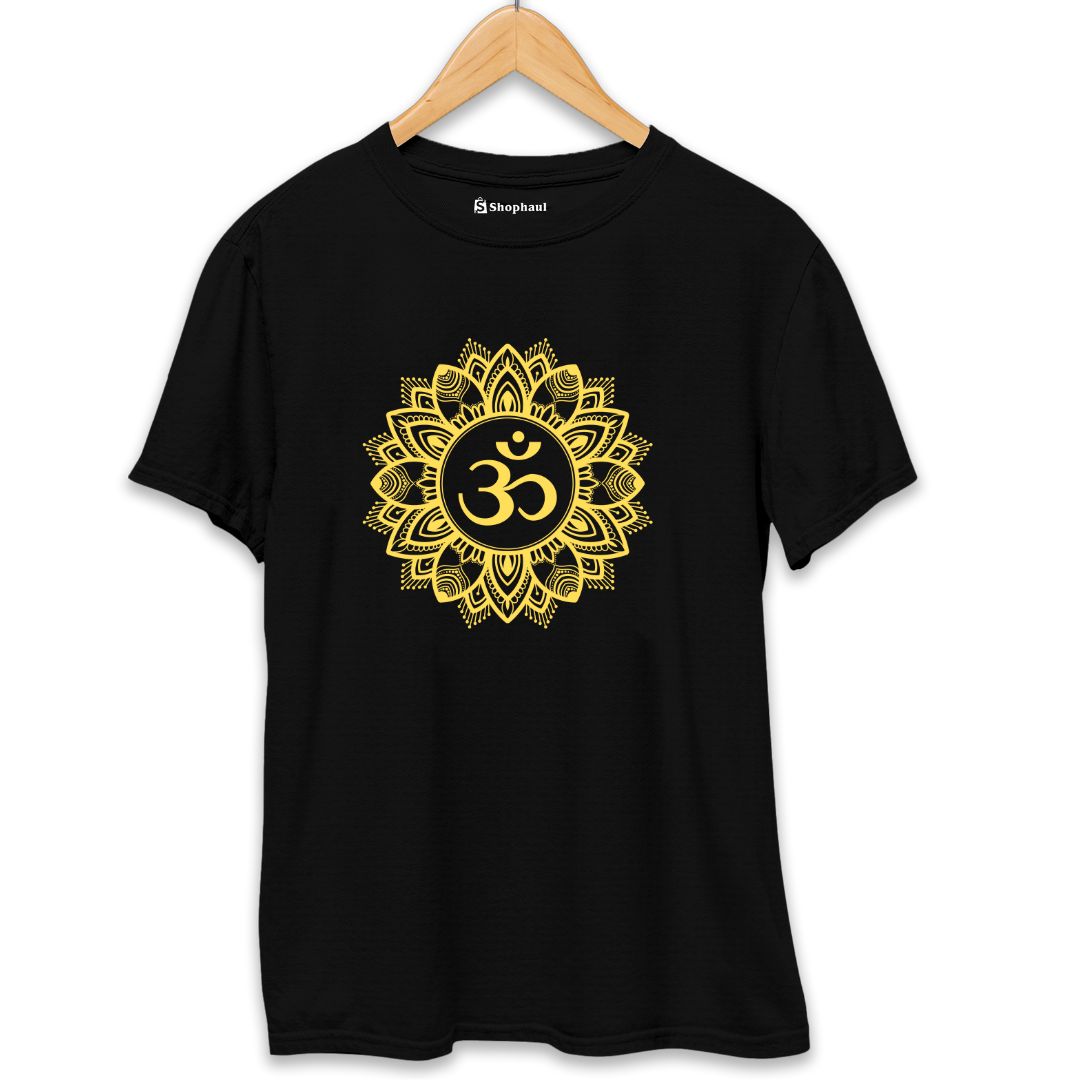 Om Rangoli Yoga T-Shirt  Black-XXL