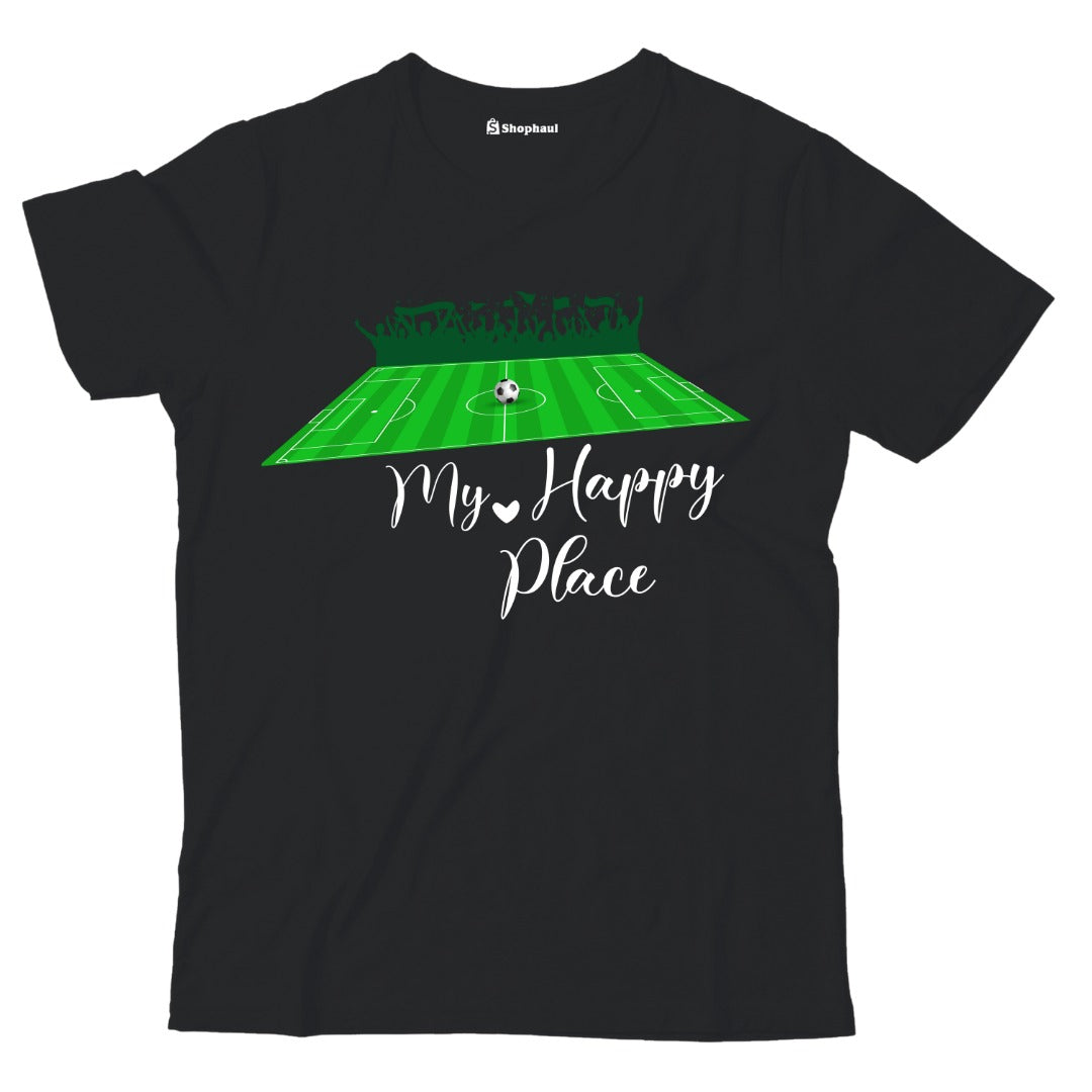 Kids My Happy Place Football T-Shirt  Black-13Yrs