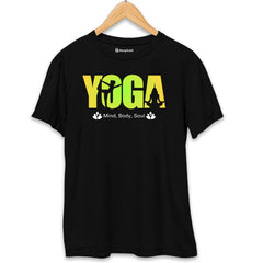 Mind Body Soul Yoga T-Shirt  Black-XXL