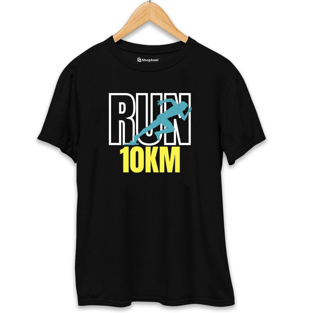 RUN 10KM Running T-Shirt  Black-XXL