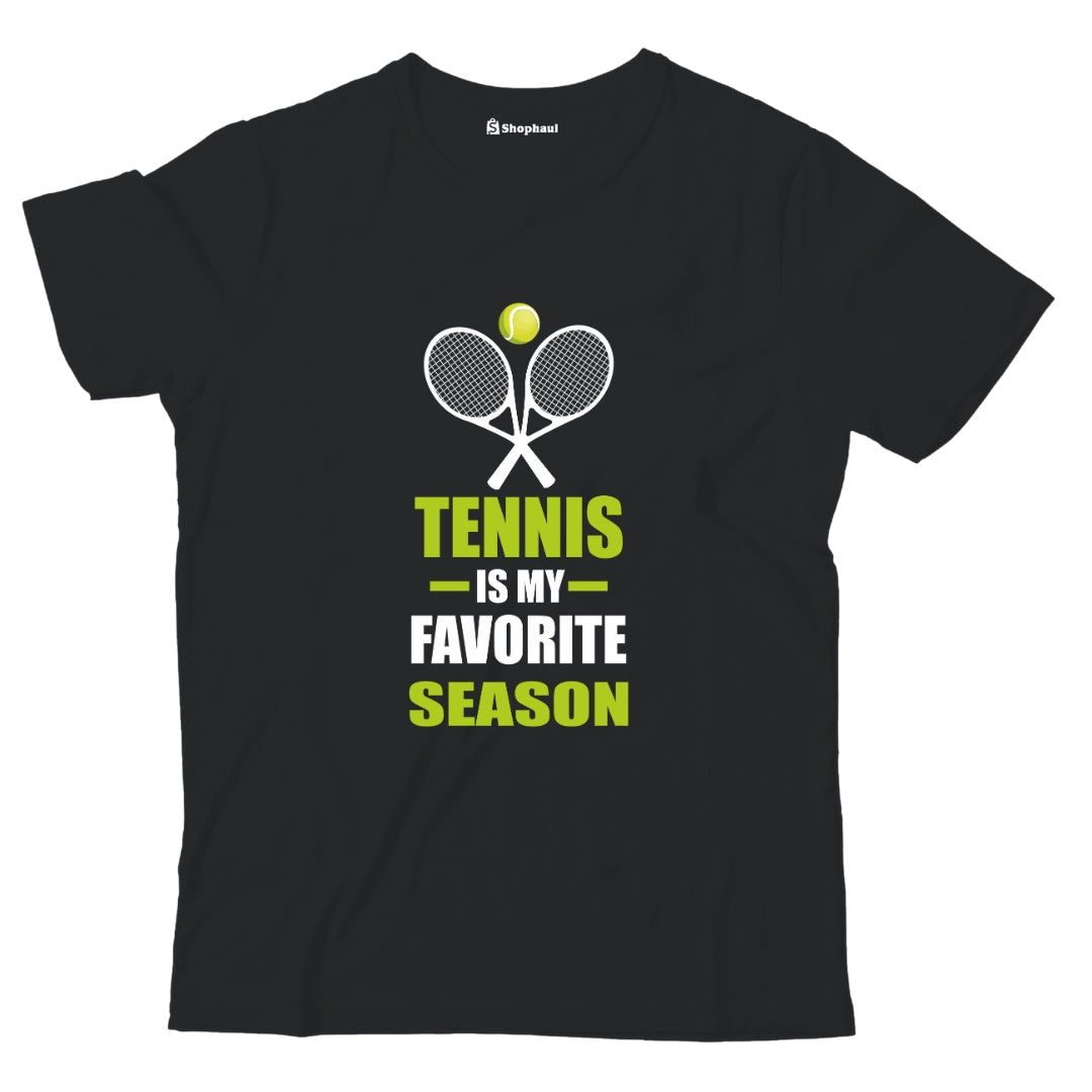 Kids Tennis is my Favorite Season T-Shirt  Black-13Yrs