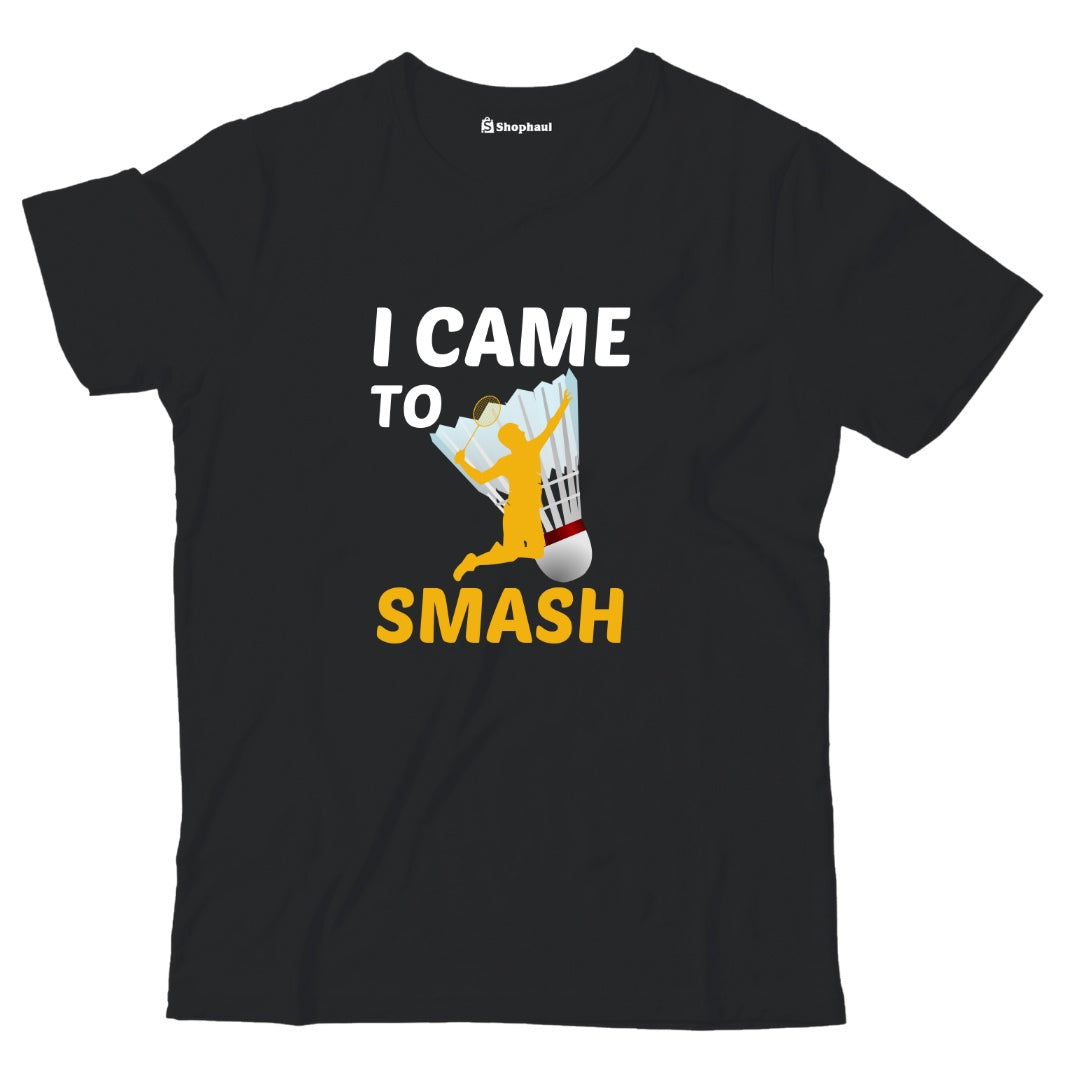 Kids I came to Smash Badminton T-Shirt  Black-13Yrs