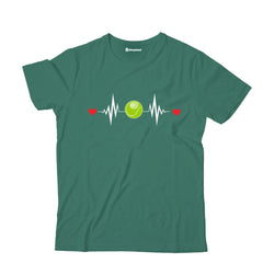 Kids Tennis Heartbeat T-Shirt  Bottle-Green-13Yrs