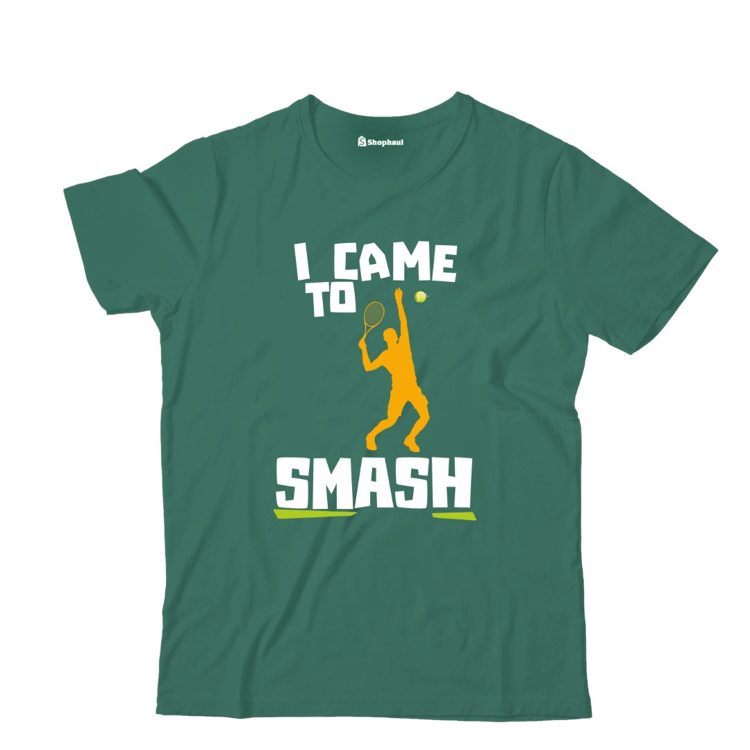 Kids I Came to Smash Tennis T-Shirt  Bottle-Green-13Yrs