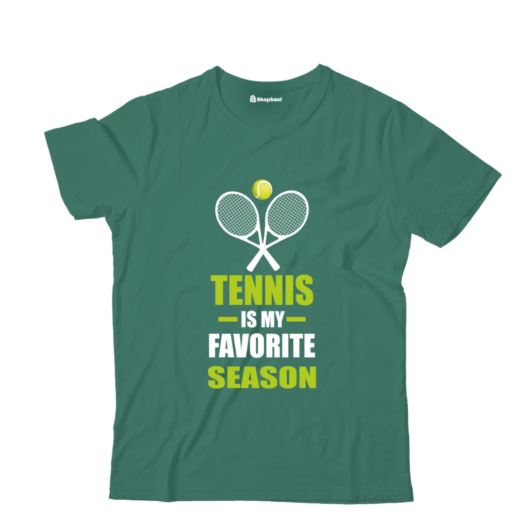 Kids Tennis is my Favorite Season T-Shirt  Bottle-Green-13Yrs