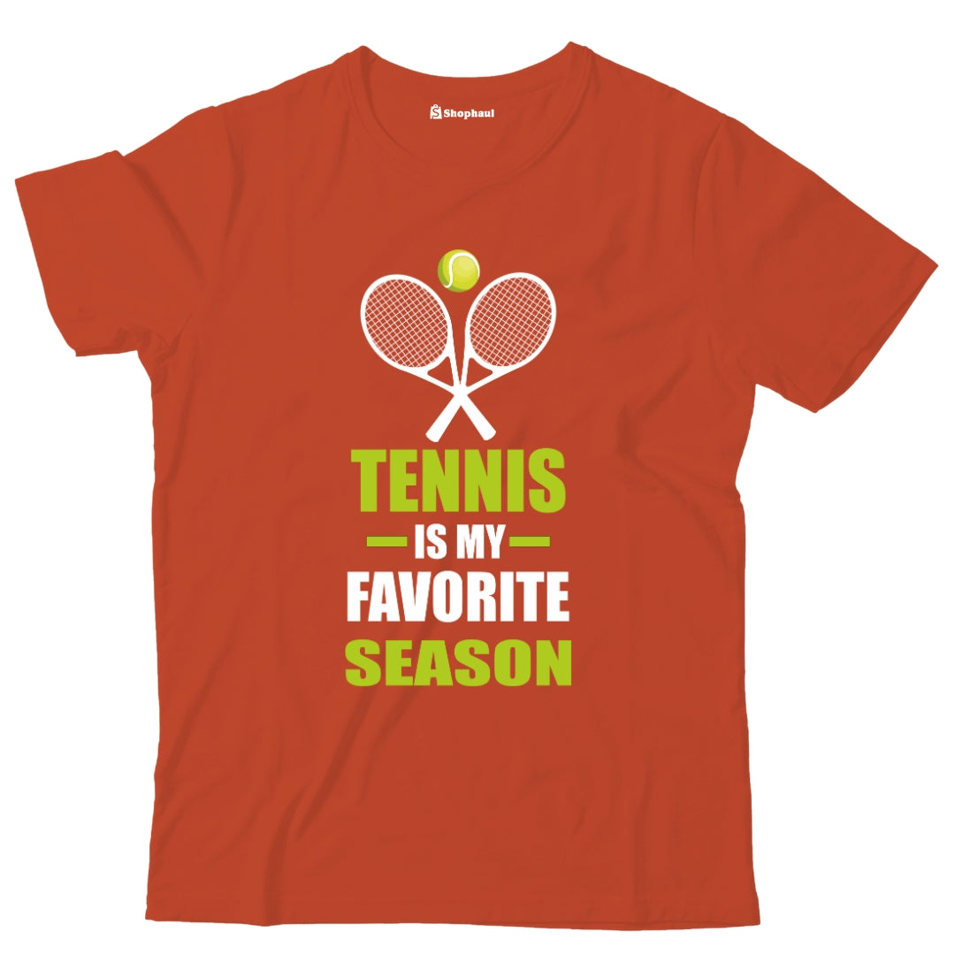 Kids Tennis is my Favorite Season T-Shirt  Brick-Red-13Yrs