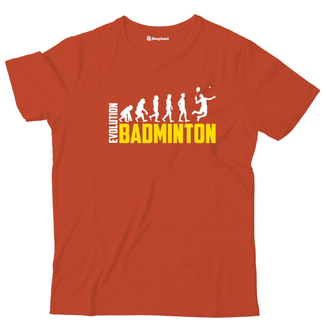 Kids Badminton Evolution T-Shirt  Brick-Red-13Yrs