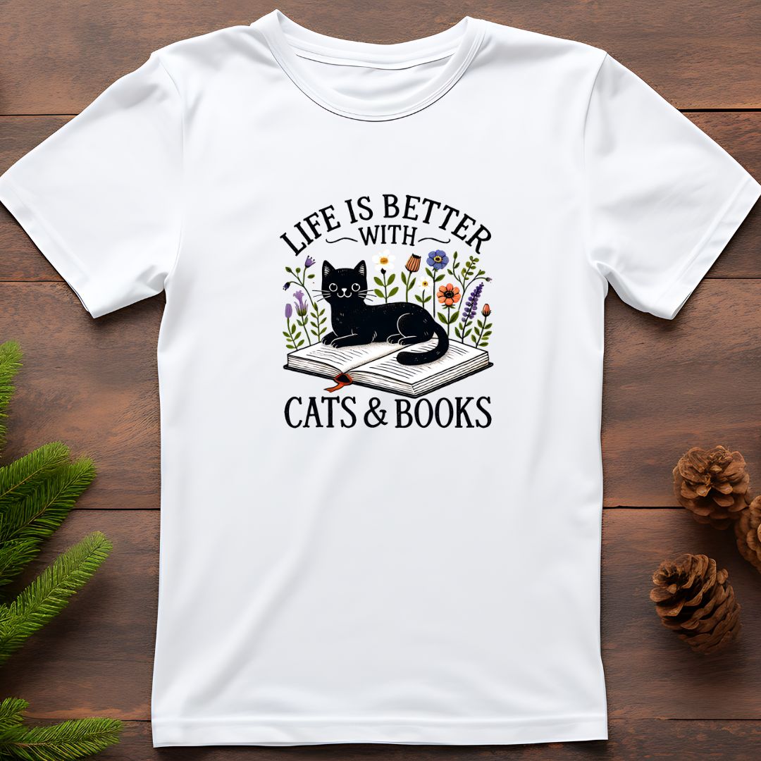 Life is better with Cats and Books T-Shirt