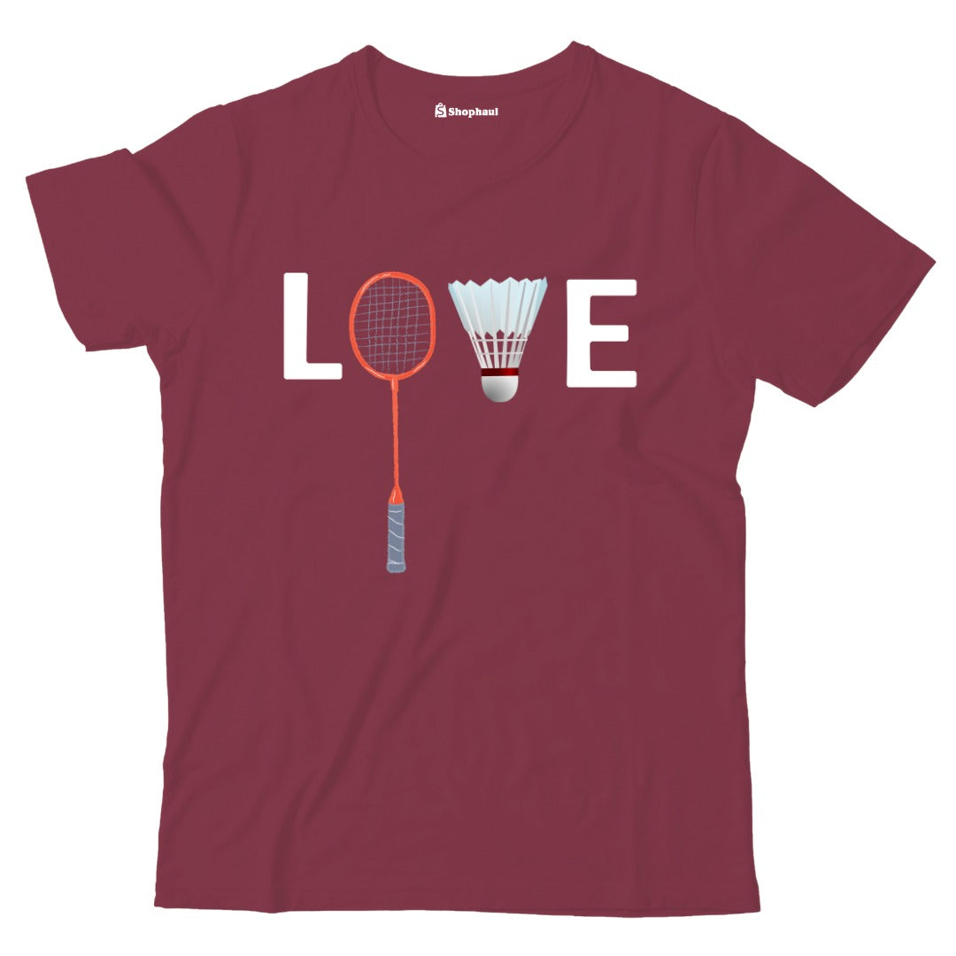 Kids Love Badminton T-Shirt  Maroon-13Yrs