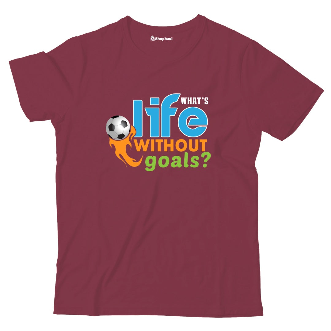 Kids What's Life without Goal T-Shirt  Maroon-13Yrs