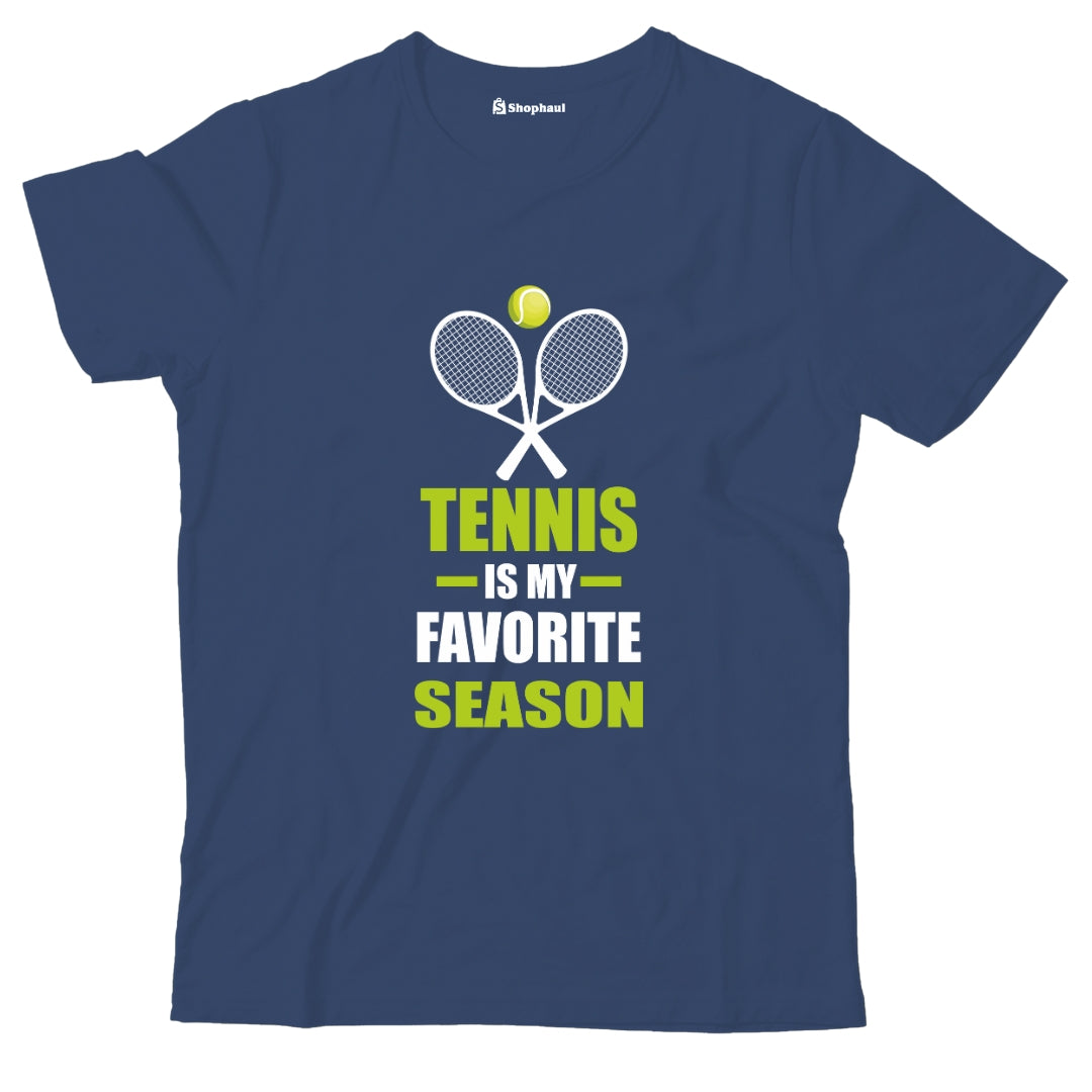 Kids Tennis is my Favorite Season T-Shirt  Navy-Blue-13Yrs