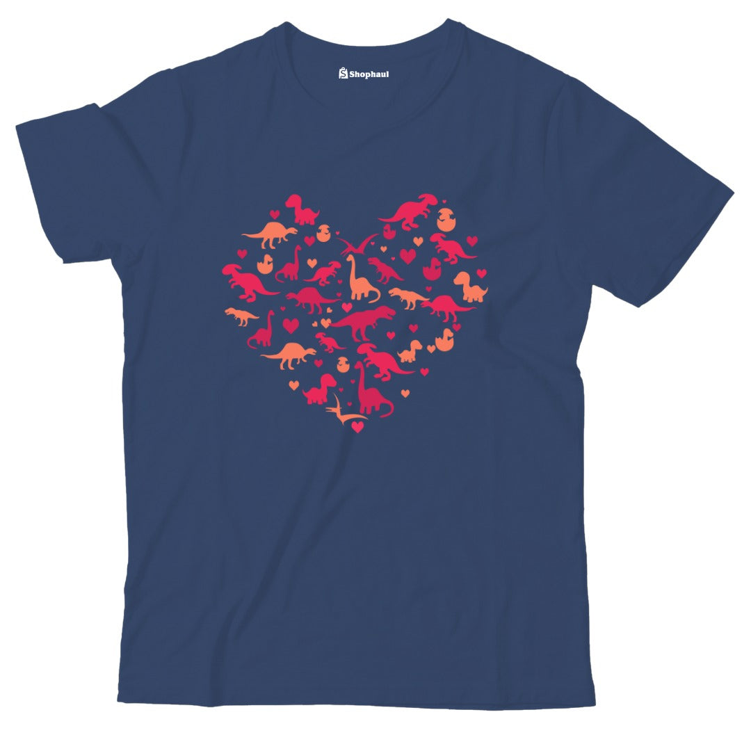 Kids Dinosaur Love T-Shirt  Navy-Blue-13Yrs