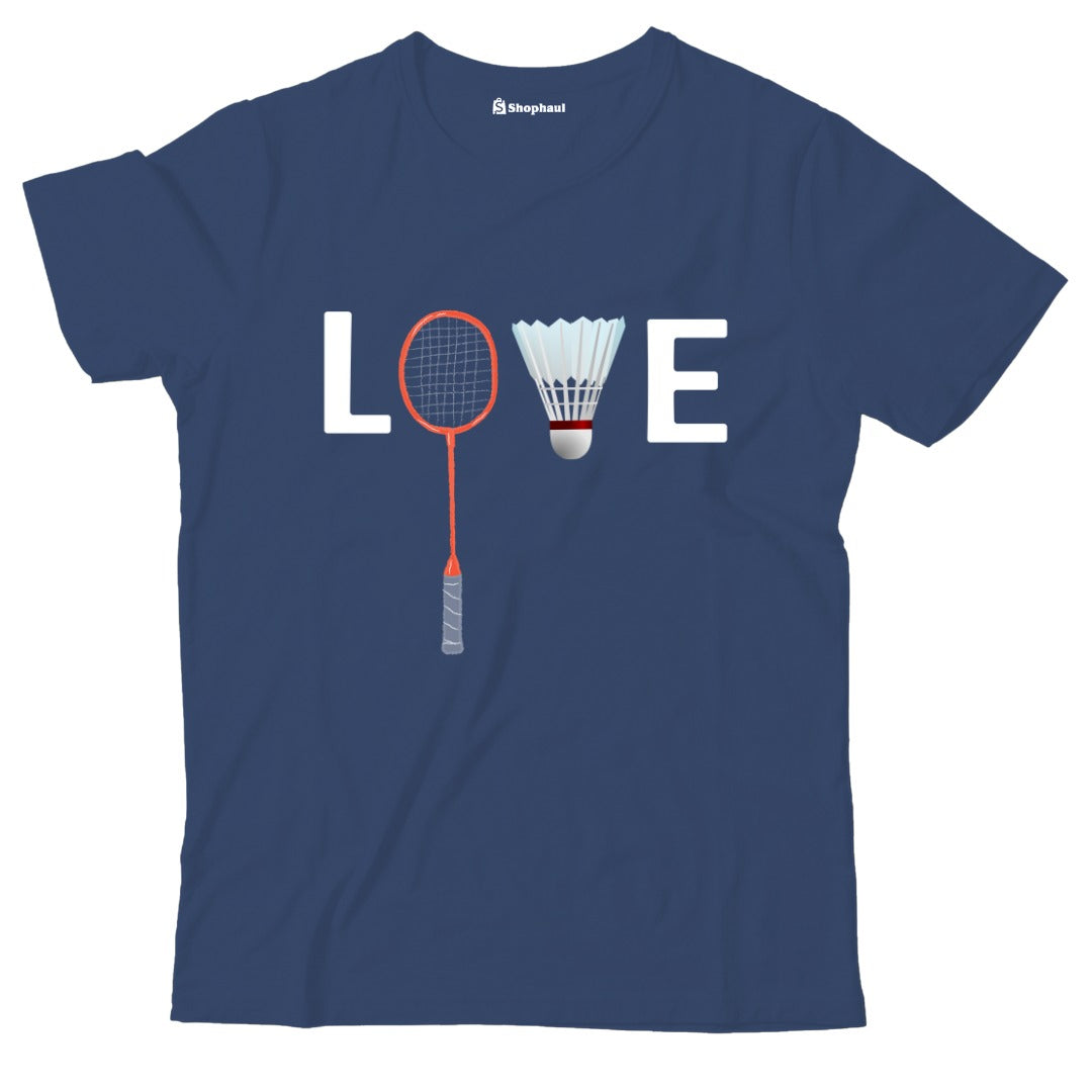 Kids Love Badminton T-Shirt  Navy-Blue-13Yrs