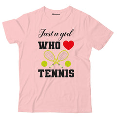 Kids Just a Girl who Loves Tennis T-Shirt  Light-Baby-Pink-13Yrs