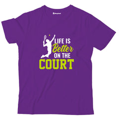 Kids Life is better on court Tennis T-Shirt  Purple-13Yrs