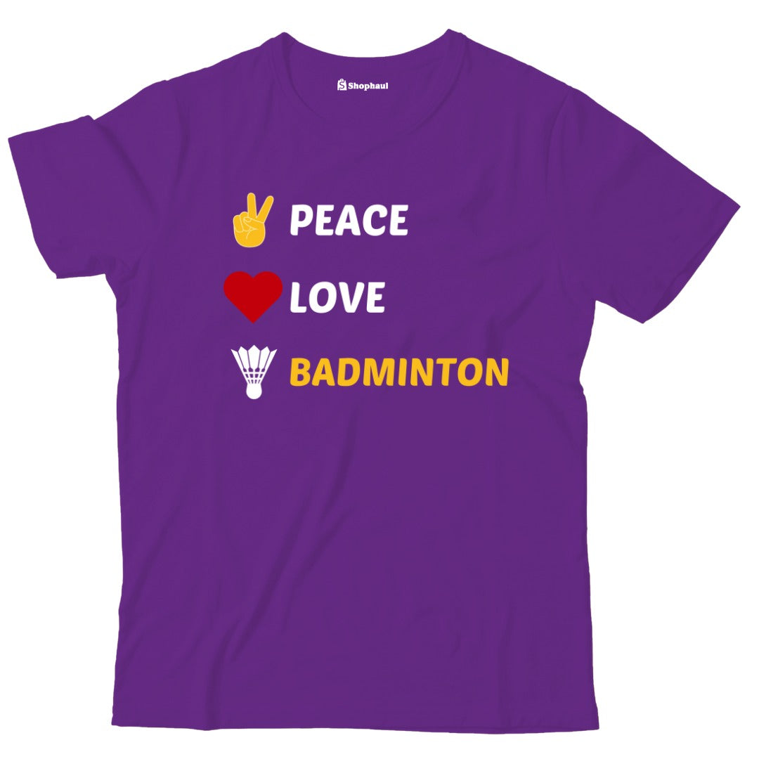 Kids Peace Love Badminton T-Shirt  Purple-13Yrs