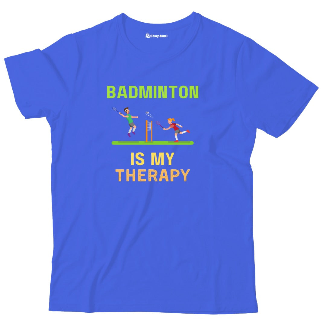 Kids Badminton is My Therapy T-Shirt  Royal-Blue-13Yrs