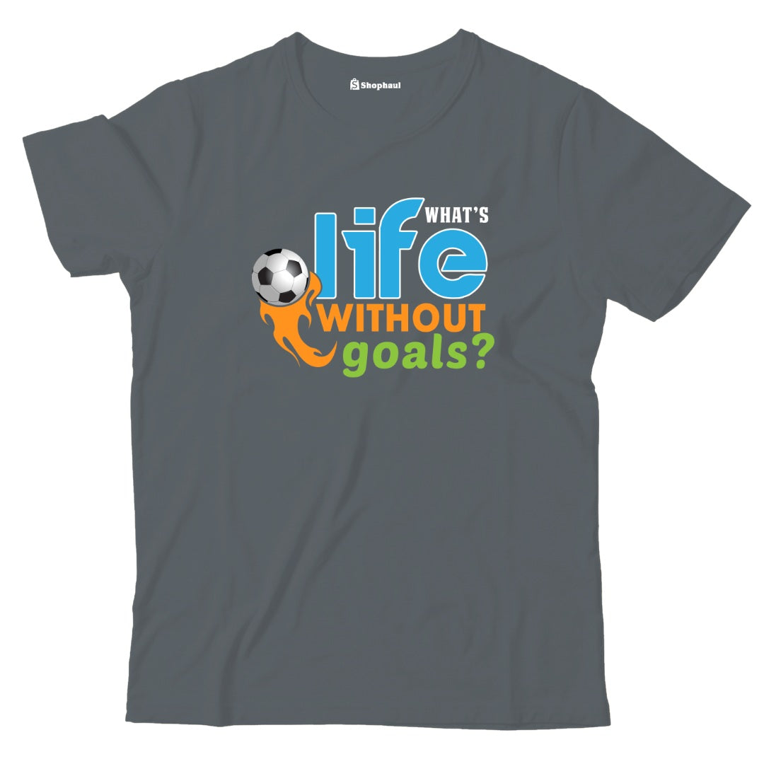 Kids What's Life without Goal T-Shirt  Steel-Grey-13Yrs