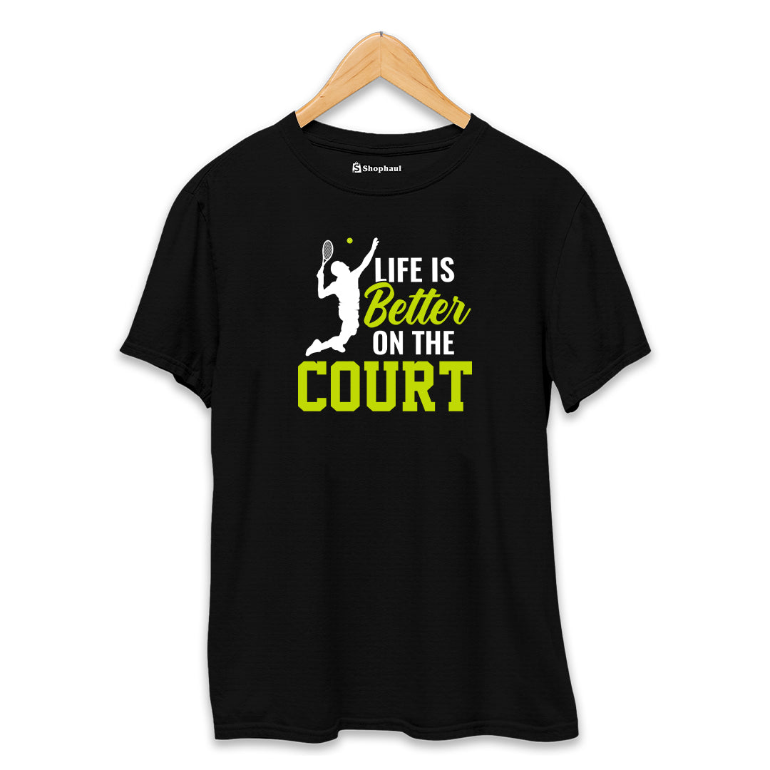 Life is Better on Court Tennis T-Shirt  Black-XXL