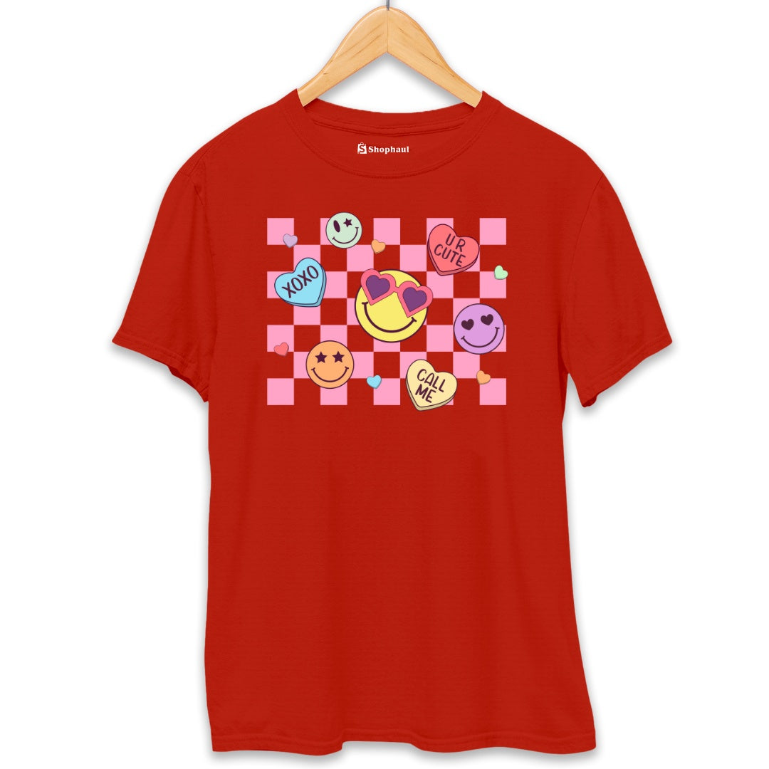 Valentine Smiley T-Shirt  Brick-Red-XXL