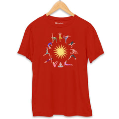 Surya Namskar Yoga T-Shirt  Brick-Red-XXL