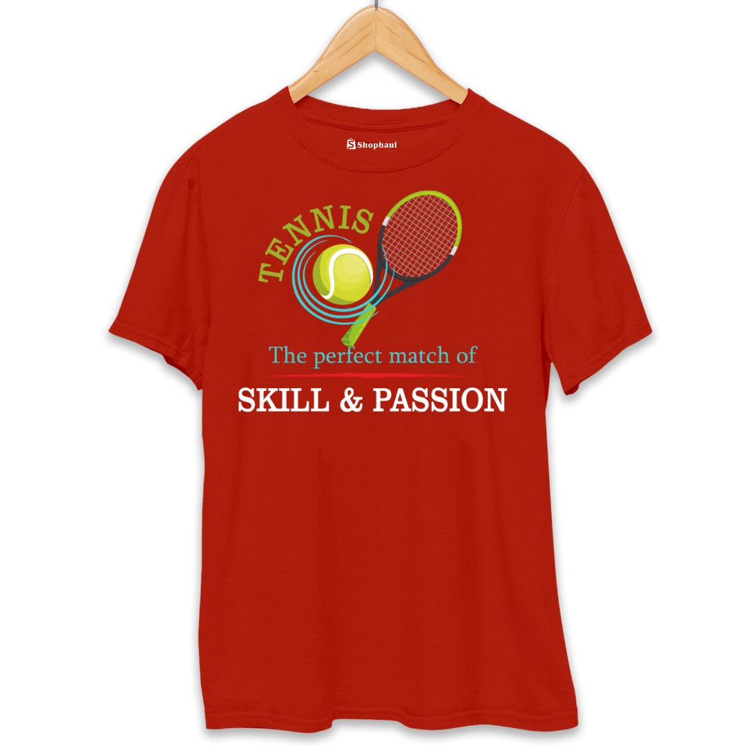 Tennis is perfect Match of Skill Passion T-Shirt  Brick-Red-XXL