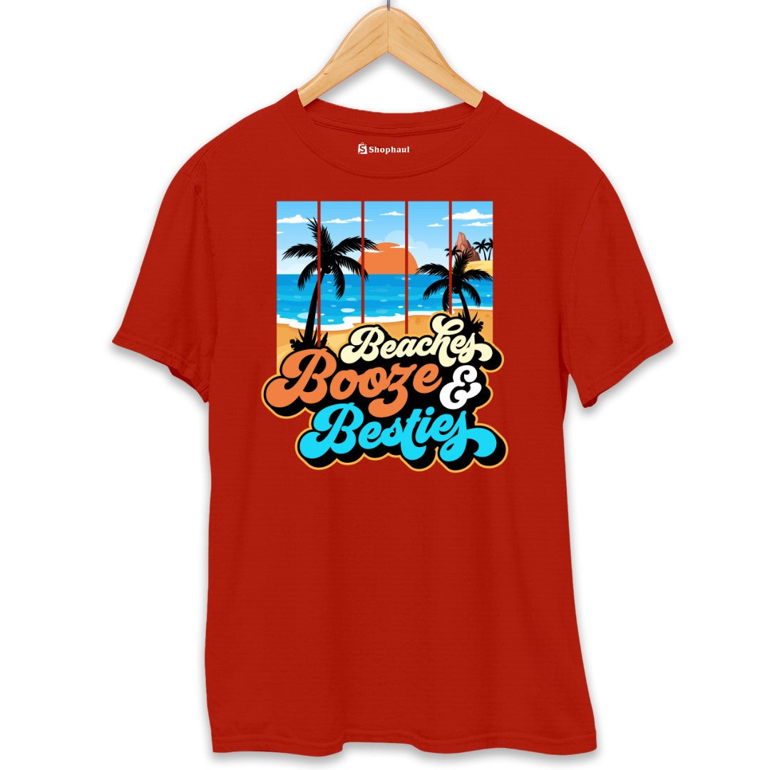 Beaches Besties T-Shirt  Brick-Red-XXL