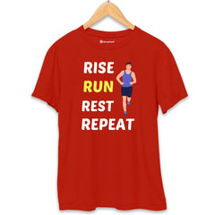 Rise Run Rest Running T-Shirt  Brick-Red-XXL