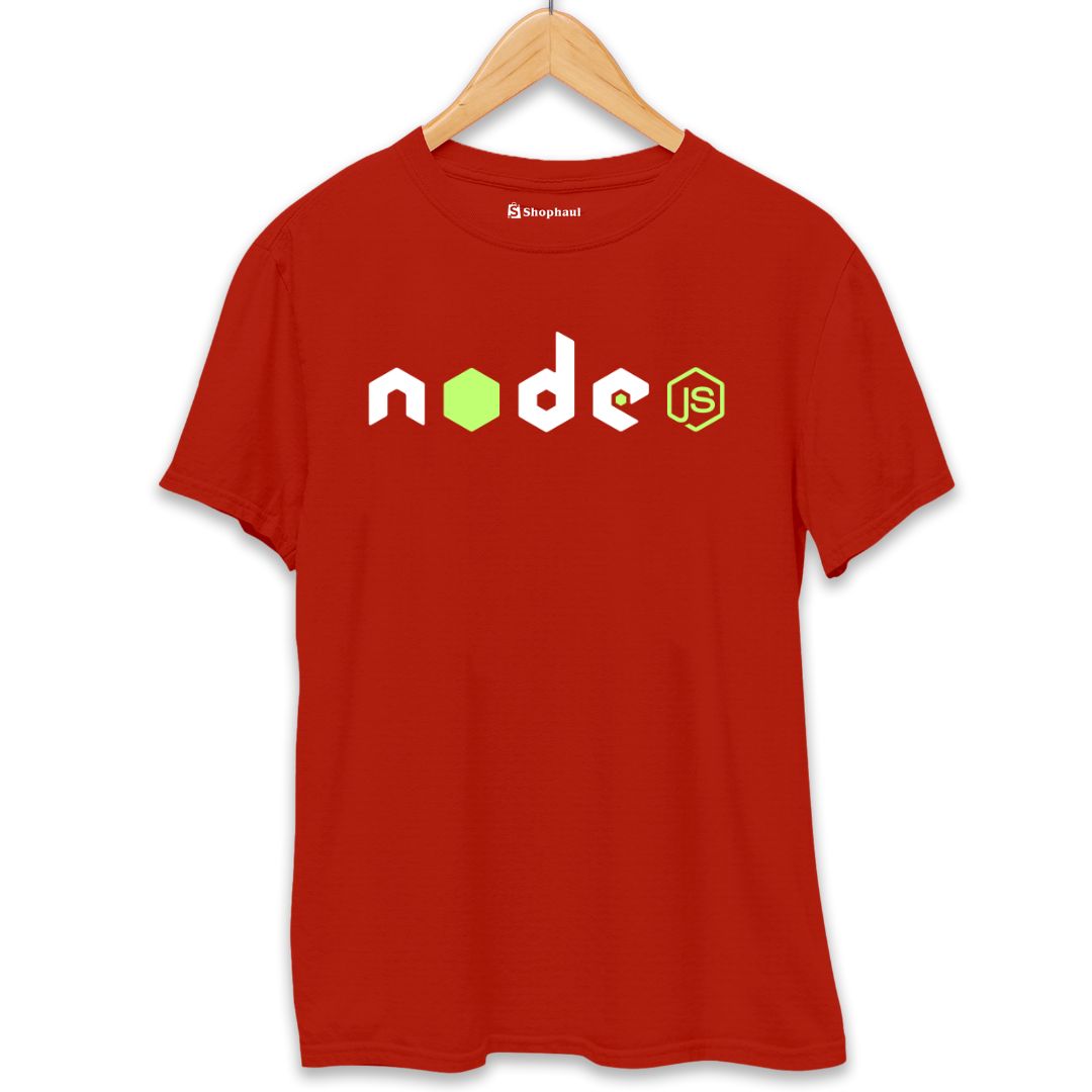 Node JS Coding T-Shirt  Brick-Red-XXL