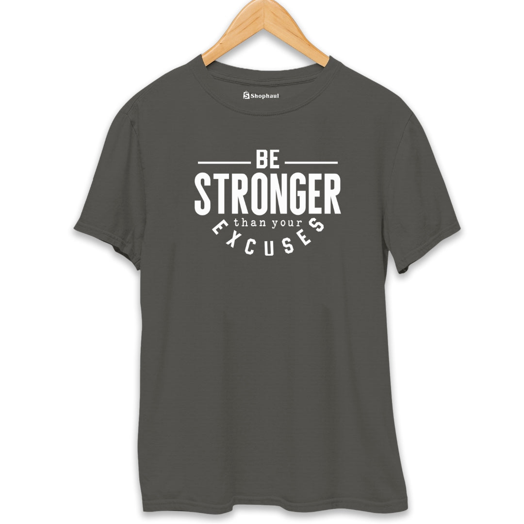 Be Stronger than Excuses Gym T-Shirt  Charcoal-Melange-XXL