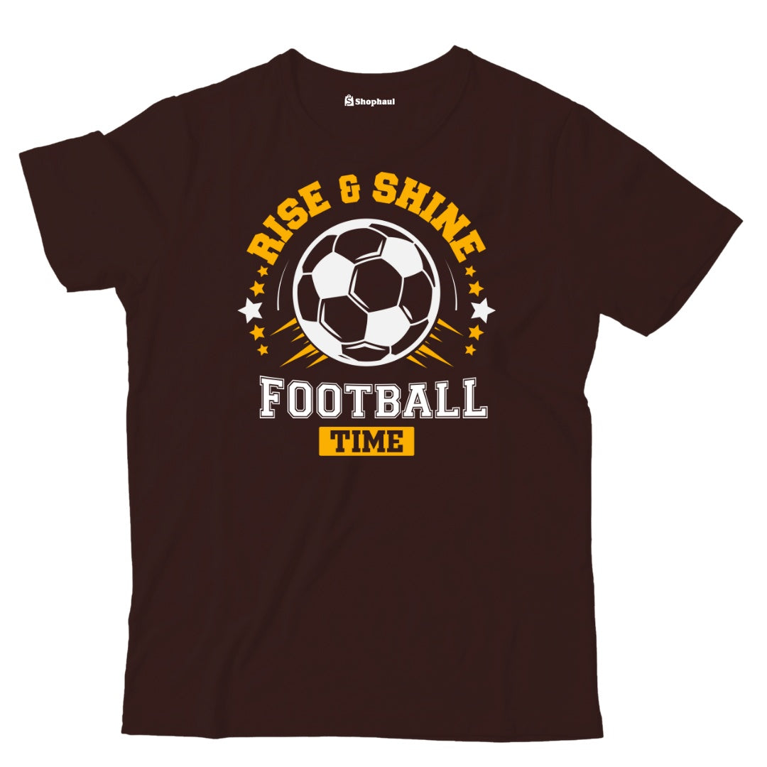 Kids Rise and Shine Football T-Shirt  Coffee-Brown-13Yrs