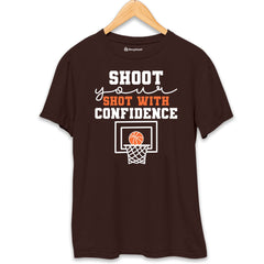 Shoot your Shot with Confidance Basketball T-Shirt  Coffee-Brown-XXL