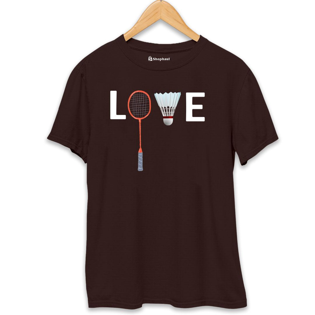 Love Badminton T-Shirt coffee brown