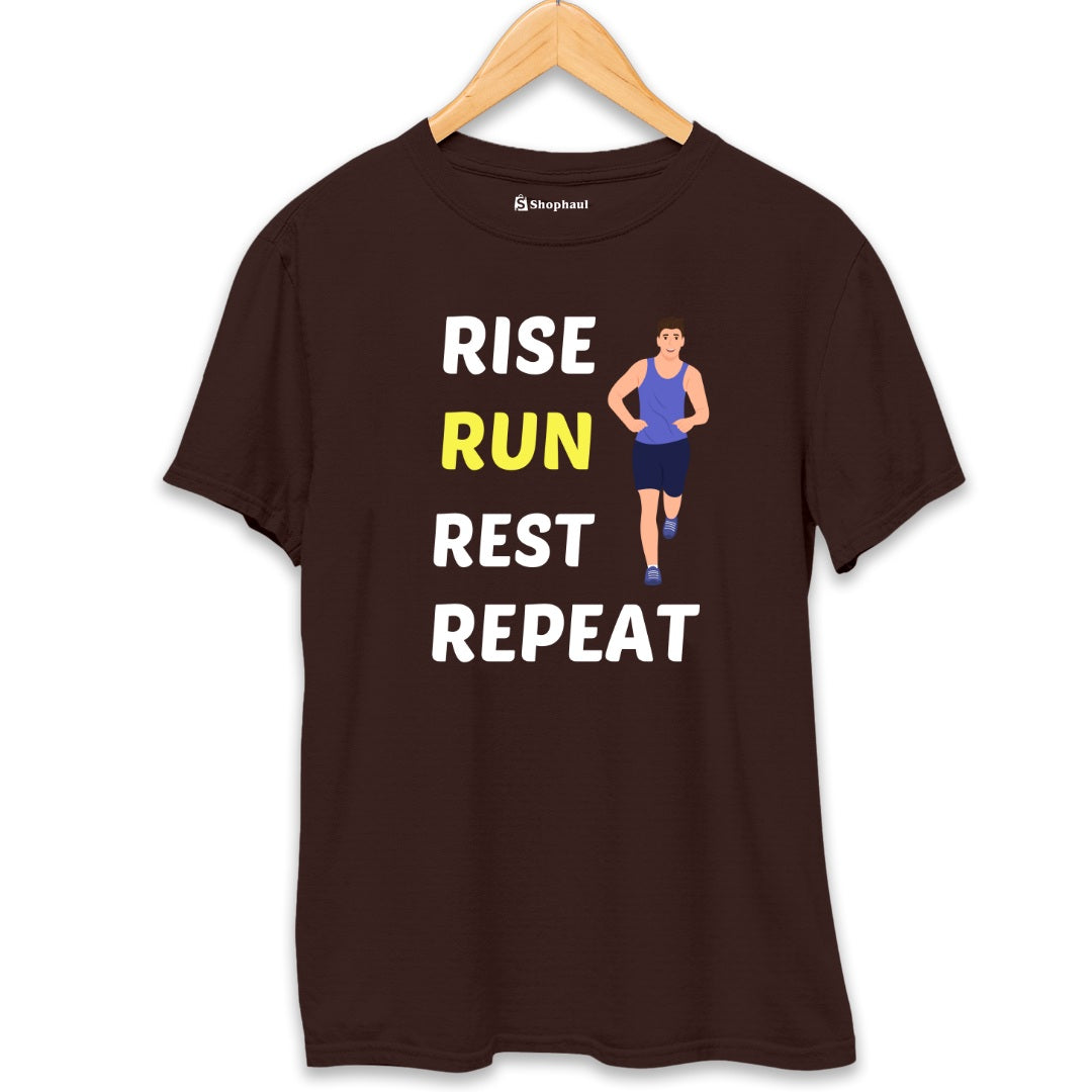 Rise Run Rest Running T-Shirt  Coffee-Brown-XXL