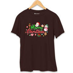 Christmas Santa Gift T-Shirt  Coffee-Brown-XXL